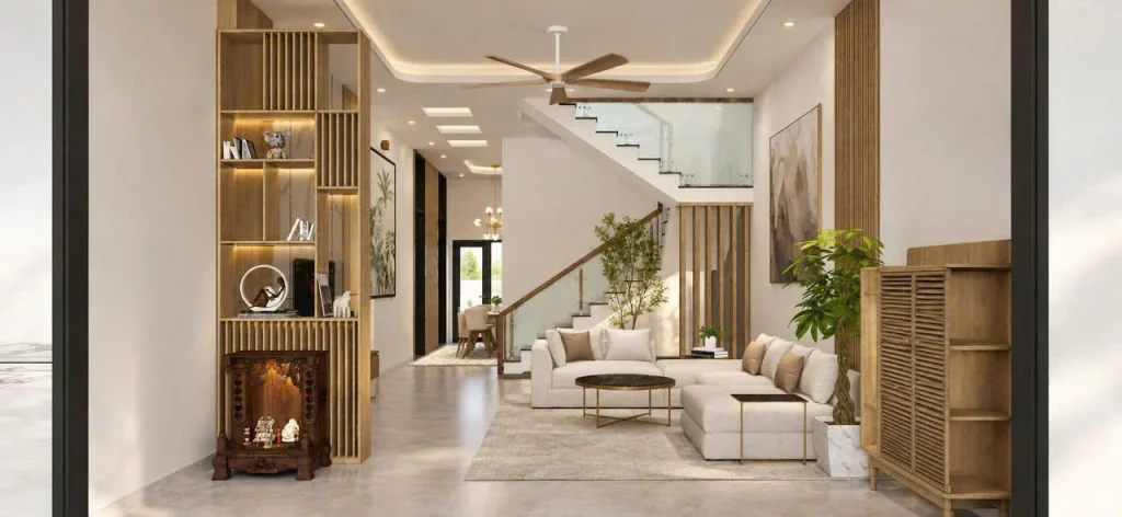 Phòng khách thông tầng – nhà mẫu