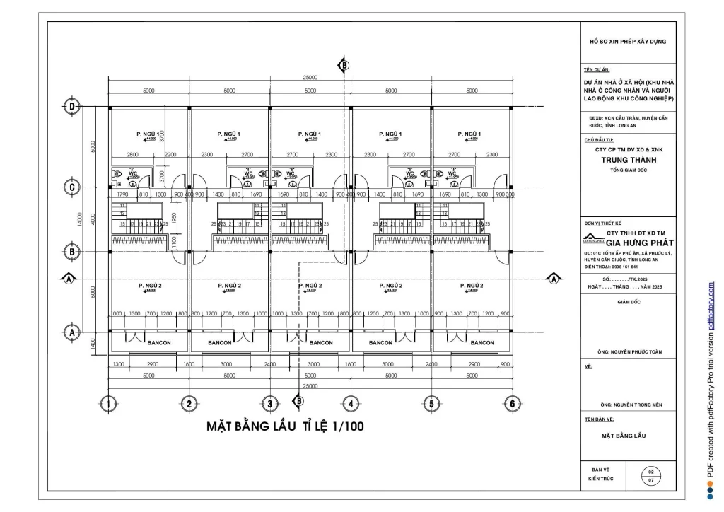Mặt bằng lầu – NOXH KCN Cầu Tràm