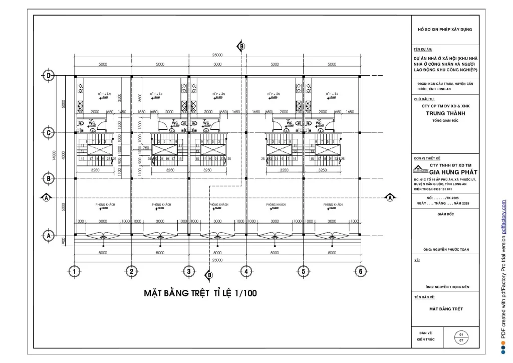 Mặt bằng trệt – NOXH KCN Cầu Tràm