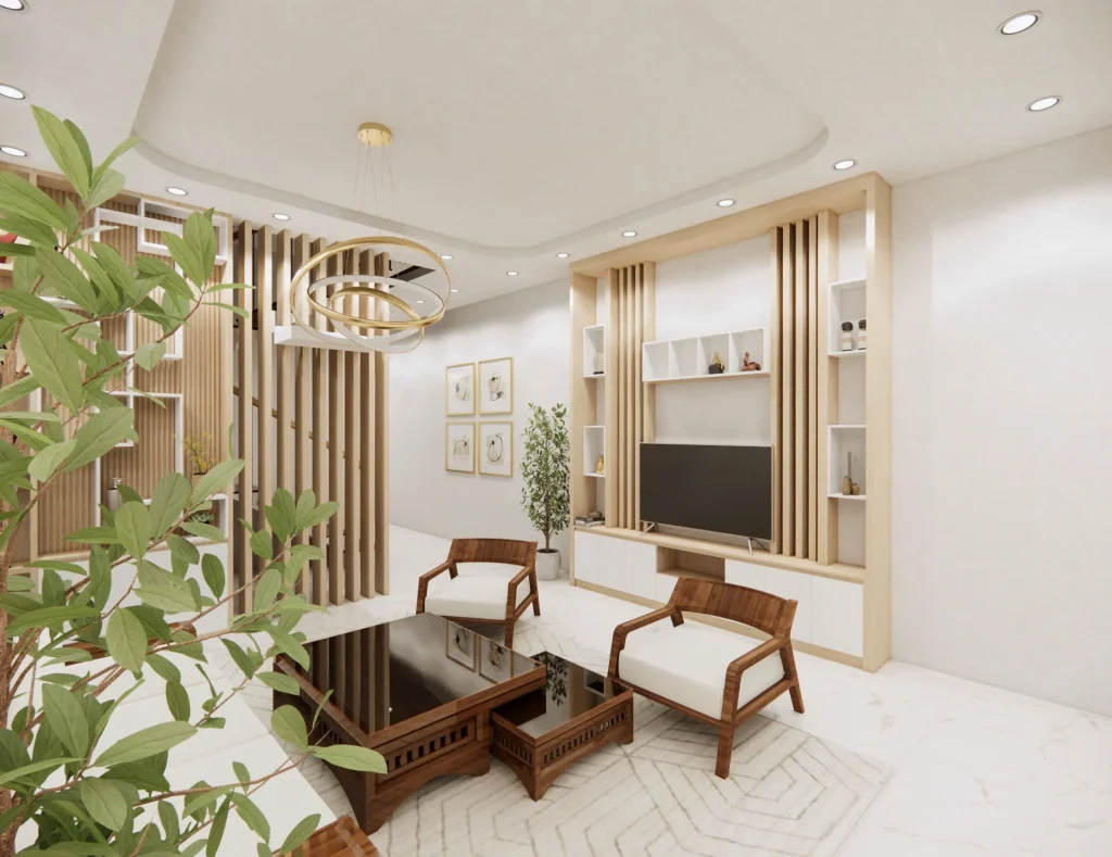 Phối cảnh kiến trúc dãy nhà liền kề 1 trệt 1 lầu