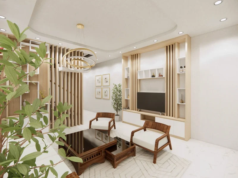 Phối cảnh kiến trúc dãy nhà liền kề 1 trệt 1 lầu